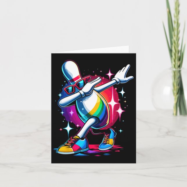 Bowling Pin Dabbing Sungles Bowler Player  Card (Front)