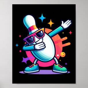 Bowling Pin Dabbing Sungles Bowler Player Kids Boy Poster