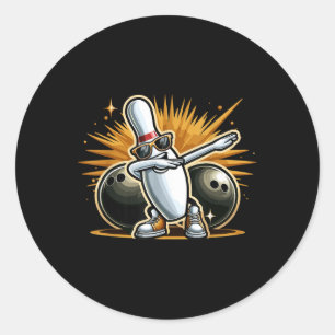 Bowling Pin Dabbing Sungles Bowler Player Men Wome Classic Round Sticker