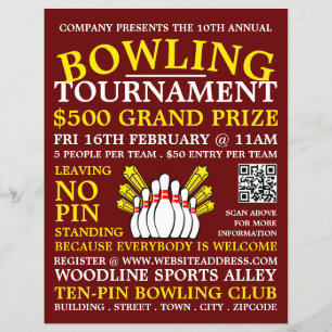 Bowling Pin Design, Ten-Pin Bowling Tournament Flyer