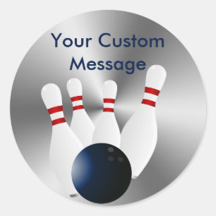 Bowling pins 10 Pin Bowling Ball Custom Classic Round Sticker