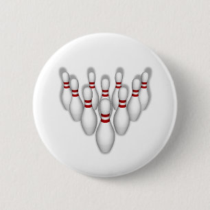 Bowling Pins: 3D Model: 6 Cm Round Badge