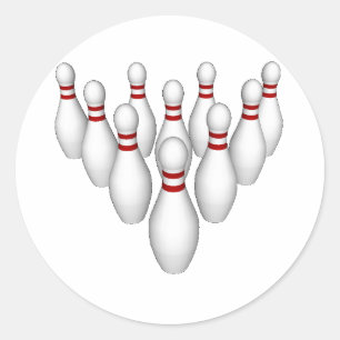 Bowling Pins: 3D Model: Classic Round Sticker