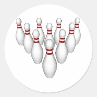 Bowling Pins: 3D Model: Classic Round Sticker
