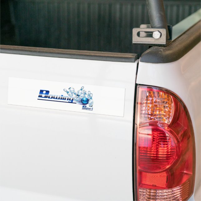 Bowling pins and ball    bumper sticker (On Truck)