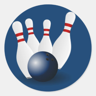 Bowling Pins and Ball Classic Round Sticker