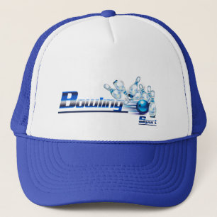 Bowling pins and ball trucker hat