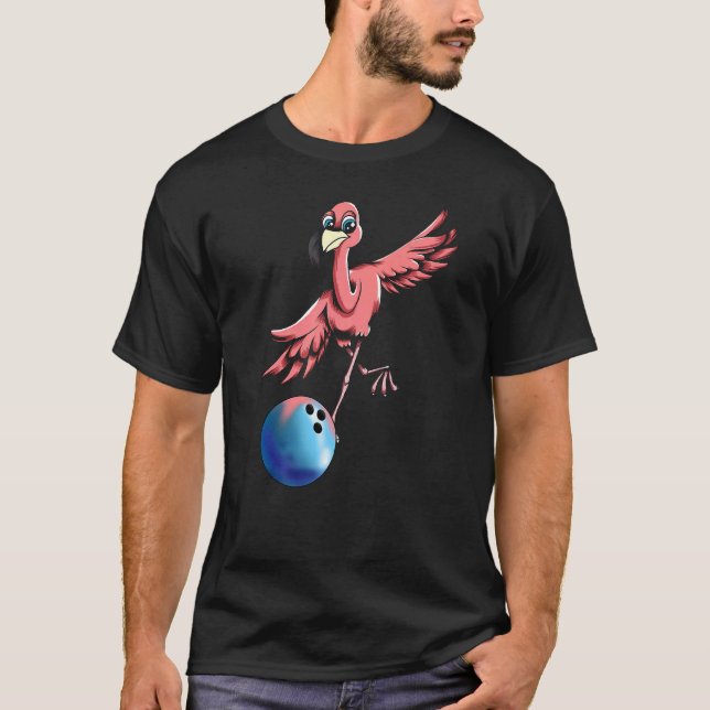 Bowling Pins Bowling Ball Bowler Bowling Flamingo T-Shirt (Front)