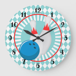Bowling Pins - Bowling Ball - Cute Sports Large Clock