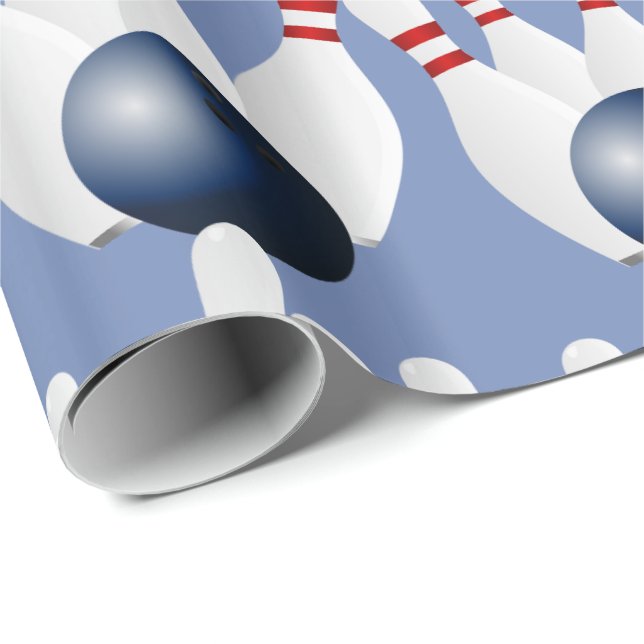Bowling Pins Bowling Ball Print Wrapping Paper (Roll Corner)