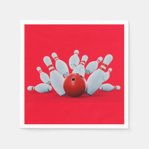 Bowling pins bowling themed birthday party napkin