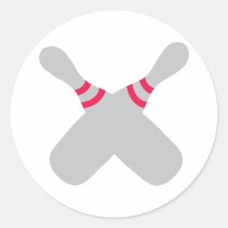 bowling pins crossed classic round sticker