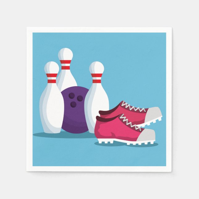 Bowling pins cute bowling themed birthday party napkin (Front)