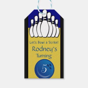 Bowling Pins Fifth Birthday Tag