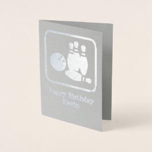Bowling Pins Logo with Own Photo and Personal Text Foil Card