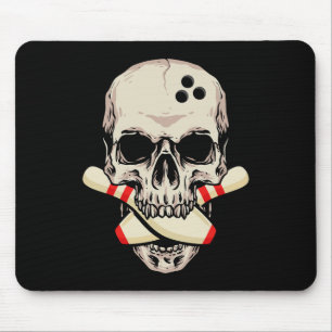 Bowling Pins Retro Skull Skeleton Head Bowling Bal Mouse Mat