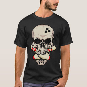 Bowling Pins Retro Skull Skeleton Head Bowling Bal T-Shirt