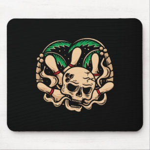 Bowling Pins Retro Skull Skeleton Head Bowling Ll Mouse Mat