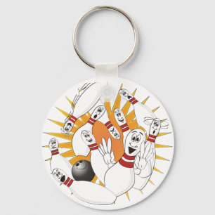Bowling Pins Strike Cartoon Key Ring