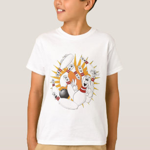 Bowling Pins Strike Cartoon T-Shirt
