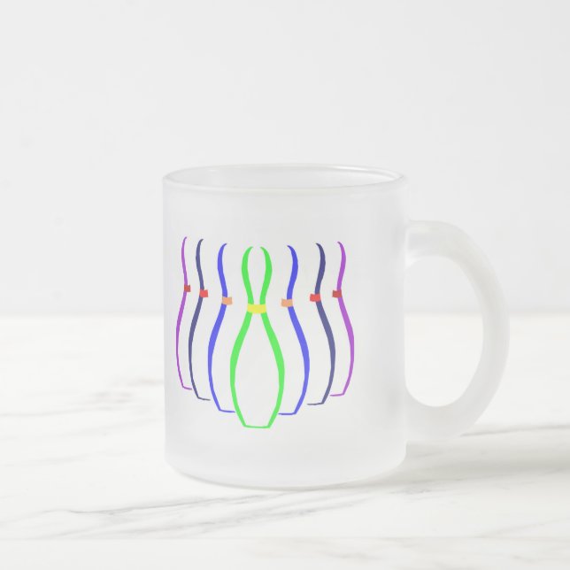 Bowling Pins T-shirts and Gifts. Frosted Glass Coffee Mug (Right)