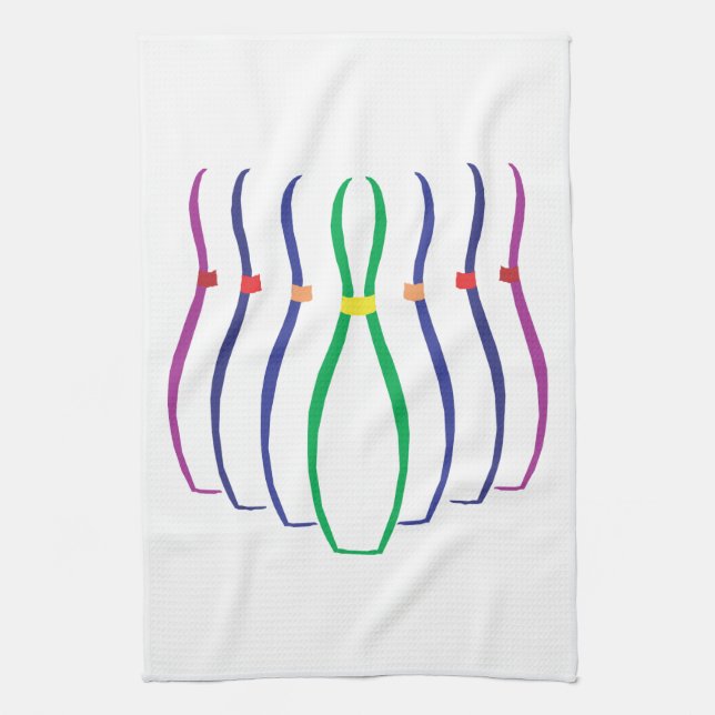 Bowling Pins Tea Towel (Vertical)