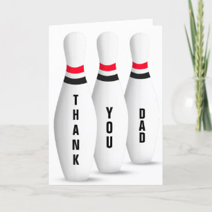Bowling Pins thank you Birthday Card