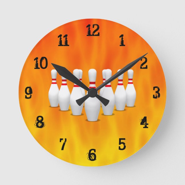 Bowling Pins: Wall Clock (Front)