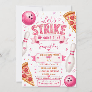 Bowling Pizza Birthday invite