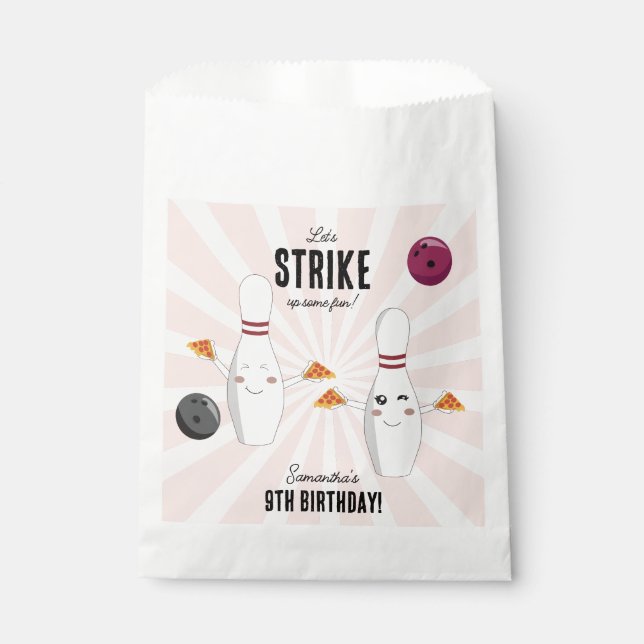 Bowling Pizza Strike Up Some Fun Kids Birthday  Favour Bags (Front)
