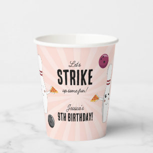 Bowling Pizza Strike Up Some Fun Kids Birthday Paper Cups