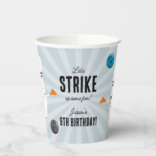 Bowling Pizza Strike Up Some Fun Kids Birthday Paper Cups