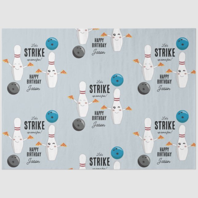 Bowling Pizza Strike Up Some Fun Kids Birthday  Tissue Paper (Front)