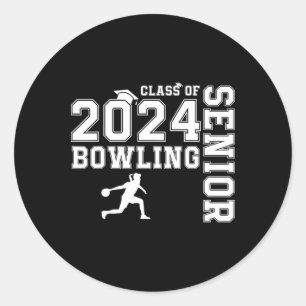 Bowling Player Cl Of Bowler Classic Round Sticker