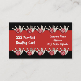 Bowling Pre-Paid Punch Business Cards