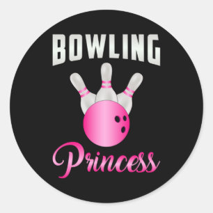 Bowling Princess Girl Queen Bowl Bowler Funny Gift Classic Round Sticker