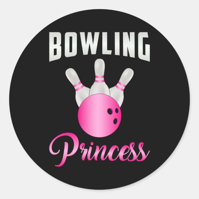 Bowling Princess Girl Queen Bowl Bowler Funny Gift Classic Round Sticker (Front)