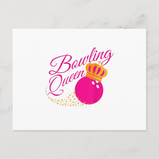 bowling queen funny gift  girls bowlers announcement postcard (Front)