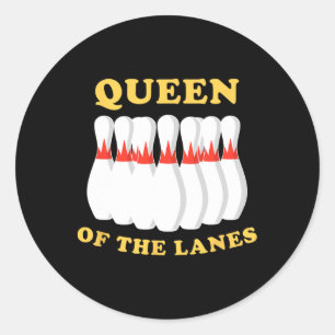 Bowling Queen Of The Lanes Girls Or Womens  Classic Round Sticker