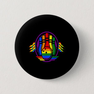 Bowling Rainbow Flag Lgbt-q Cool Gay Pride Ally Eq 6 Cm Round Badge