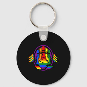 Bowling Rainbow Flag Lgbt-q Cool Gay Pride Ally Eq Key Ring