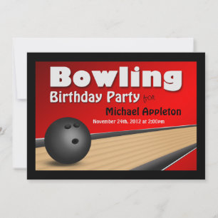 Bowling - Red Birthday Party Invitations