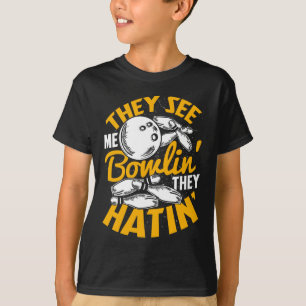 Bowling Roll Pins Strike Bowler Sports Team T-Shirt