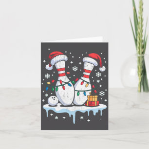 Bowling Santa Hat Funny Christmas Long Sleeve  Card