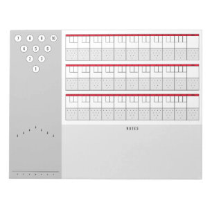 Bowling Score Sheet Diagrams & Notes   Red & Grey