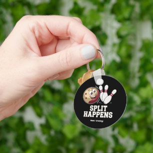 Bowling Shirt for Men & Women Funny Split Happens Key Ring
