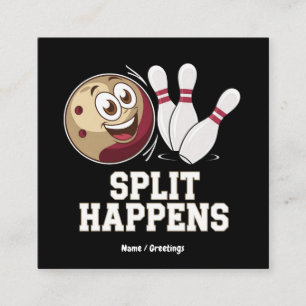 Bowling Shirt for Men & Women Funny Split Happens Square Business Card