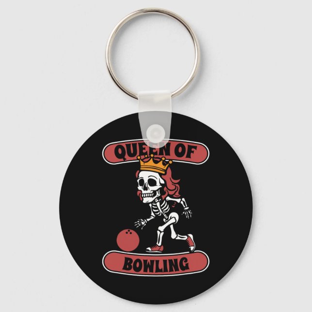 Bowling Skeleton Team League - Alley Bowler Queen  Key Ring (Front)