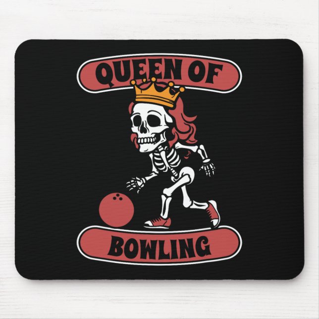 Bowling Skeleton Team League - Alley Bowler Queen  Mouse Mat (Front)