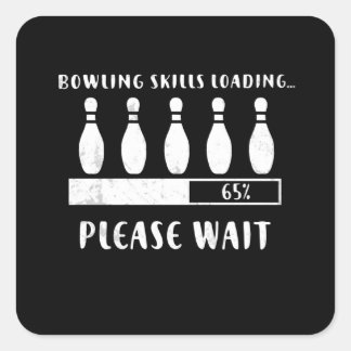 Bowling Skills Loading Please Wait Square Sticker